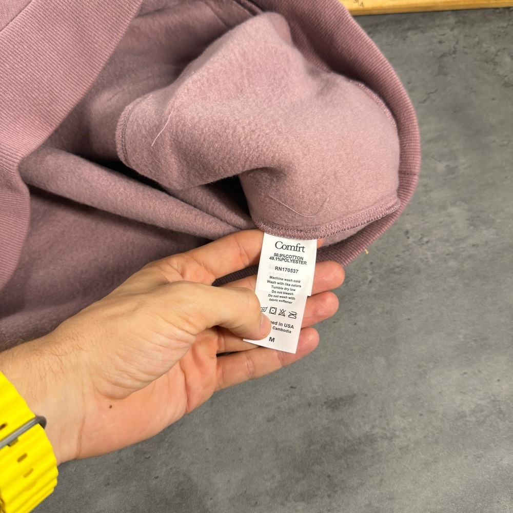 Comfrt Airplane Mode Travel Hoodie Women M Mauve Dusty Pink SAMPLE Zip Pocket - Picture 12 of 15